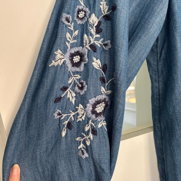 Women's Blue Embroidered Top - Picture 2 of 6